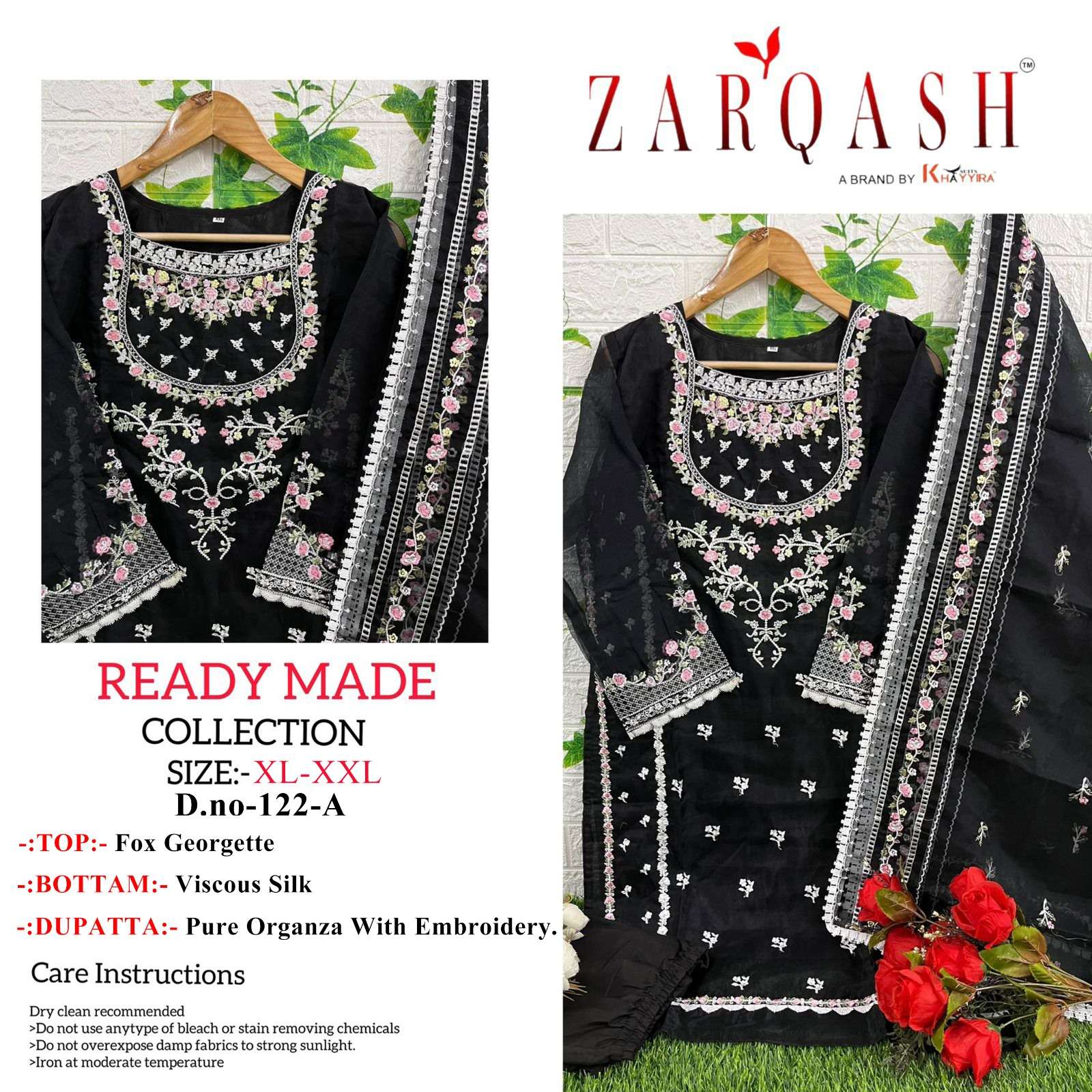 Z-122 COLOURS BY ZARQASH 122-A TO 122-F SERIES FAUX GEOGETTE WORK DRESSES