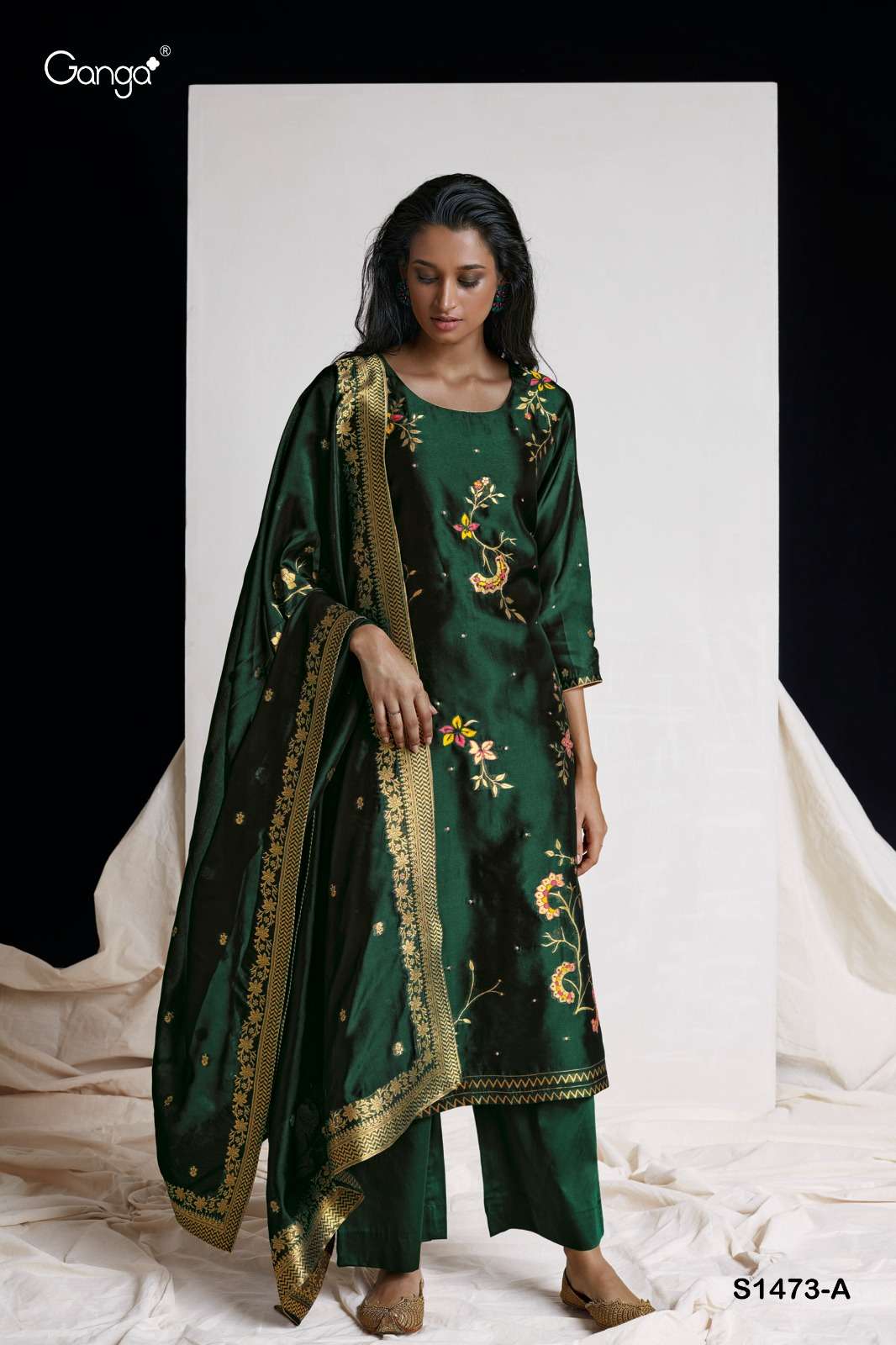 ZANNA BY GANGA FASHIONS 1473-A TO 1473-D SERIES PREMIUM SILK PRINTED DRESSES