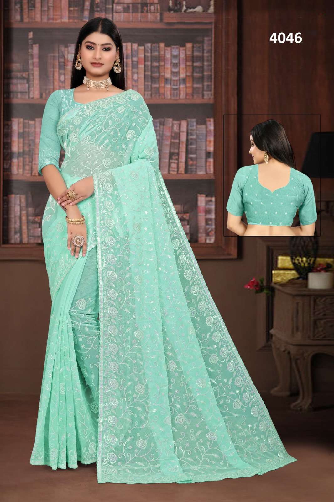 4046 COLOURS BY ASLIWHOLESALE FANCY GEORGETTE WORK SAREE