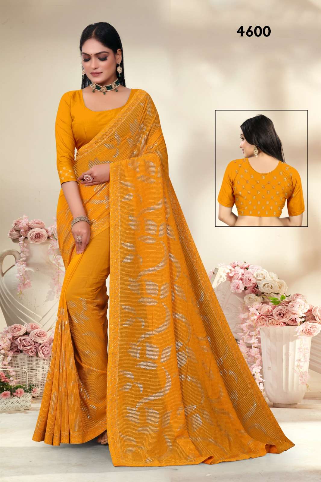 4600 COLOURS BY ASLIWHOLESALE FANCY GEORGETTE WORK SAREE