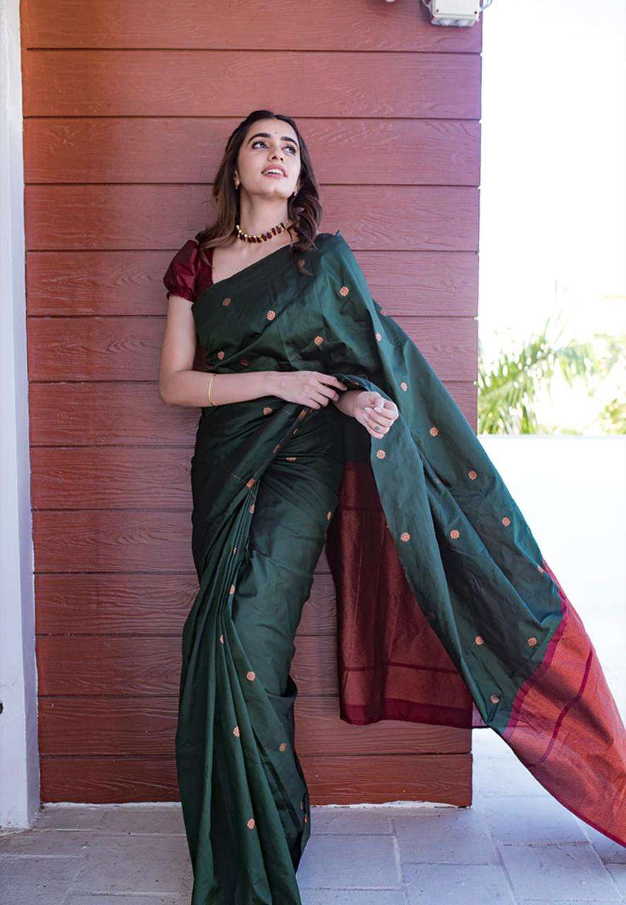 531 GREEN BY ASLIWHOLESALE DESIGNER SOFT ZARI SILK SAREES