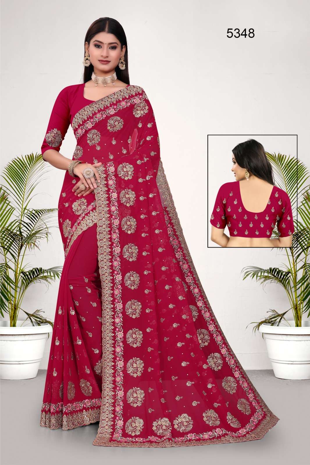 5348 COLOURS BY ASLIWHOLESALE FANCY GEORGETTE DESIGNER SAREES