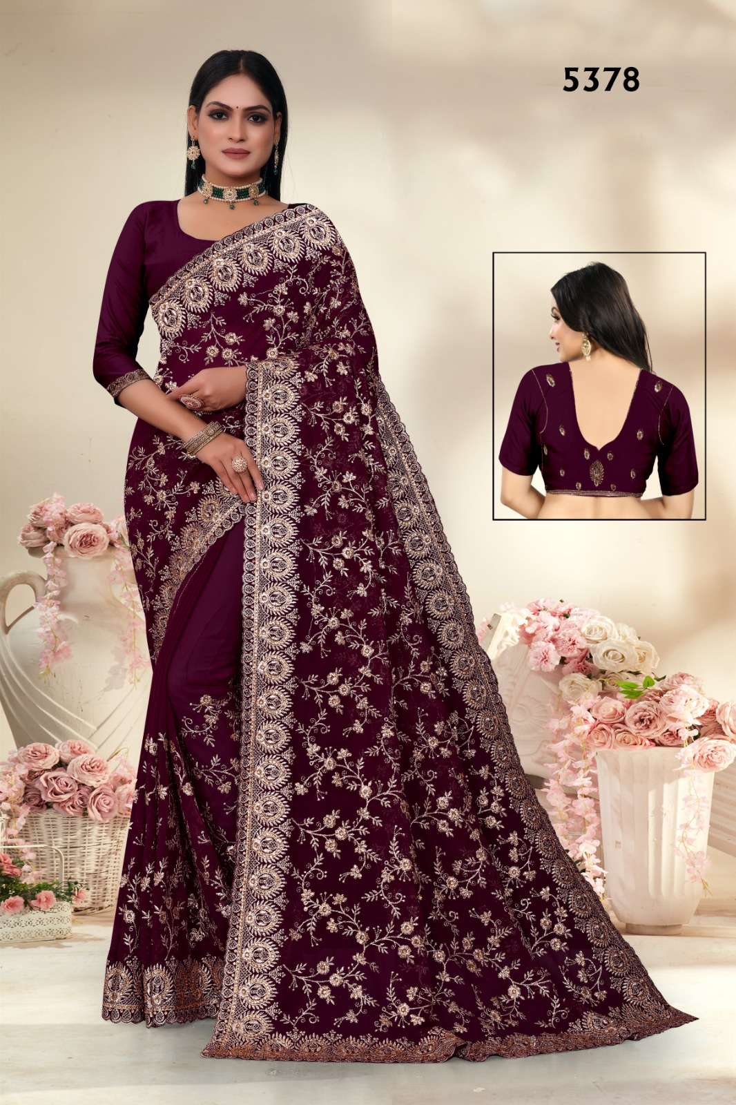 5378 COLOURS BY ASLIWHOLESALE FANCY GEORGETTE WORK SAREE