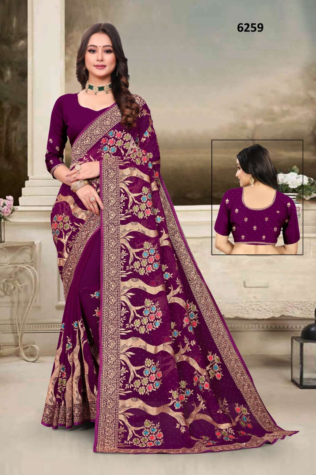 6259 COLOURS BY ASLIWHOLESALE FANCY GEORGETTE DESIGNER SAREES