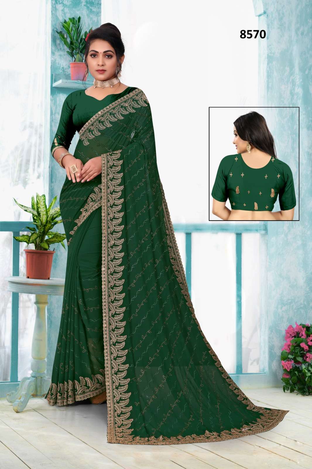 8570 COLOURS BY ASLIWHOLESALE FANCY GEORGETTE DESIGNER SAREES