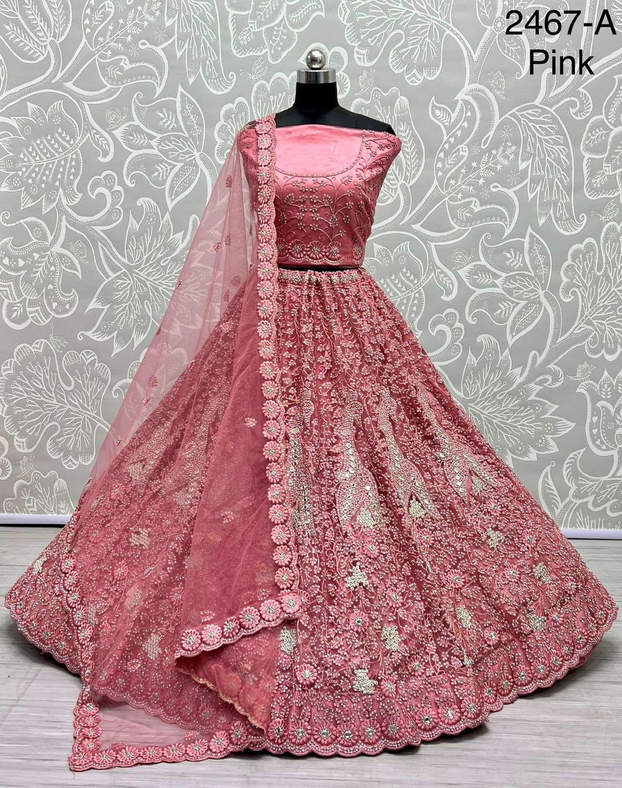 A-2467 COLOUR BY ASLIWHOLESALE BRIDAL HEAVY VELVET  LEHENGAS