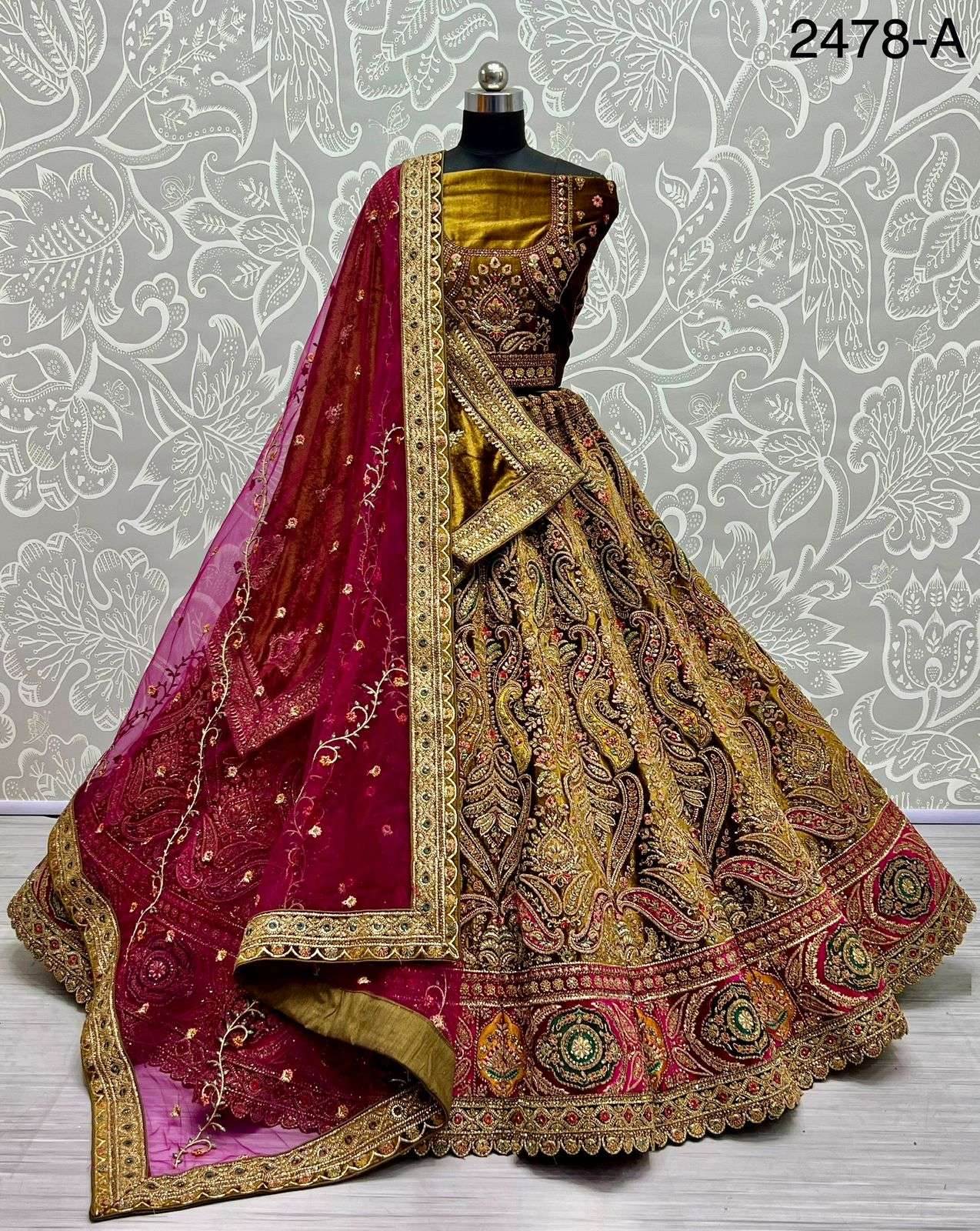 A-2478 COLOUR BY ASLIWHOLESALE BRIDAL HEAVY VELVET  LEHENGAS