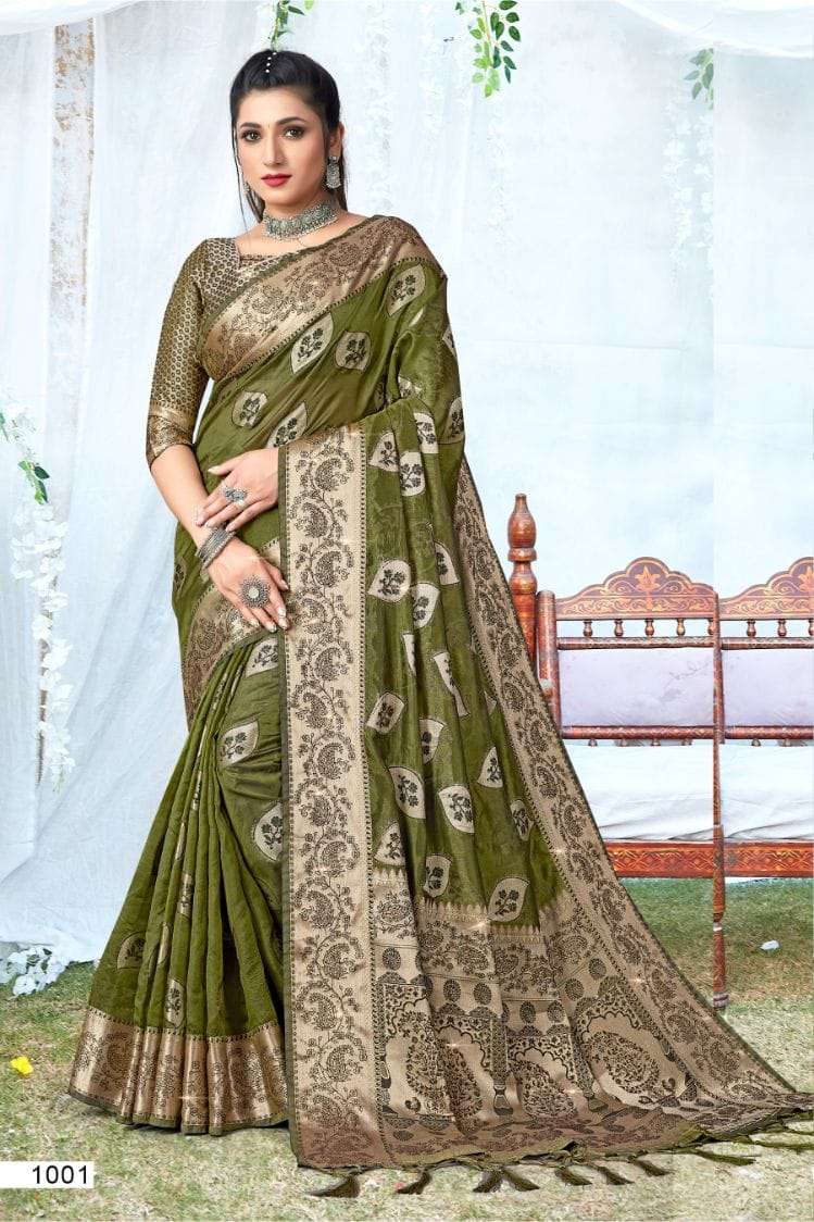 AKASH BY BUNAWAT 1001 TO 1006 SERIES DESIGNER ORGANZA WORK SAREES