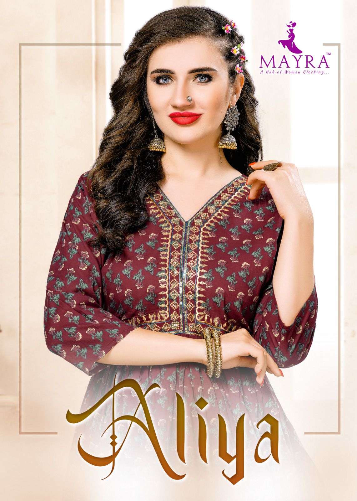 ALIYA  BY MAYRA 80177 TO 80182 SERIES FANCY COTTON WORK KURTI