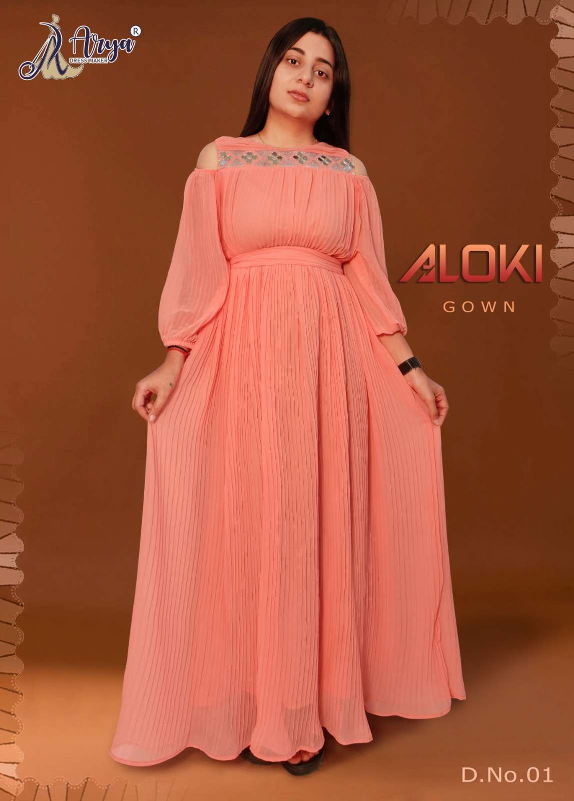 ALOKI GOWN BY ARYA DRESS MAKER 01 TO 04 SERIES GEORGETTE GOWN