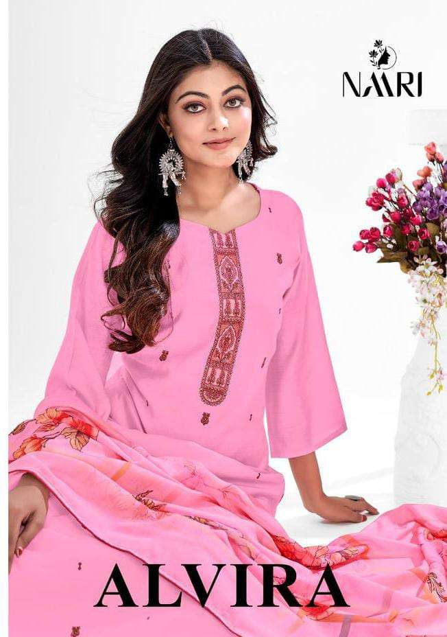 ALVIRA BY NAARI 8501 TO 8504 SERIES DESIGNER SILK EMBROIDERY DRESSES