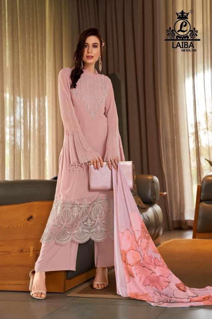 AM VOL-180 NX BY LAIBA PURE GEORGETTE EMBROIDERY STITCHED DRESSES