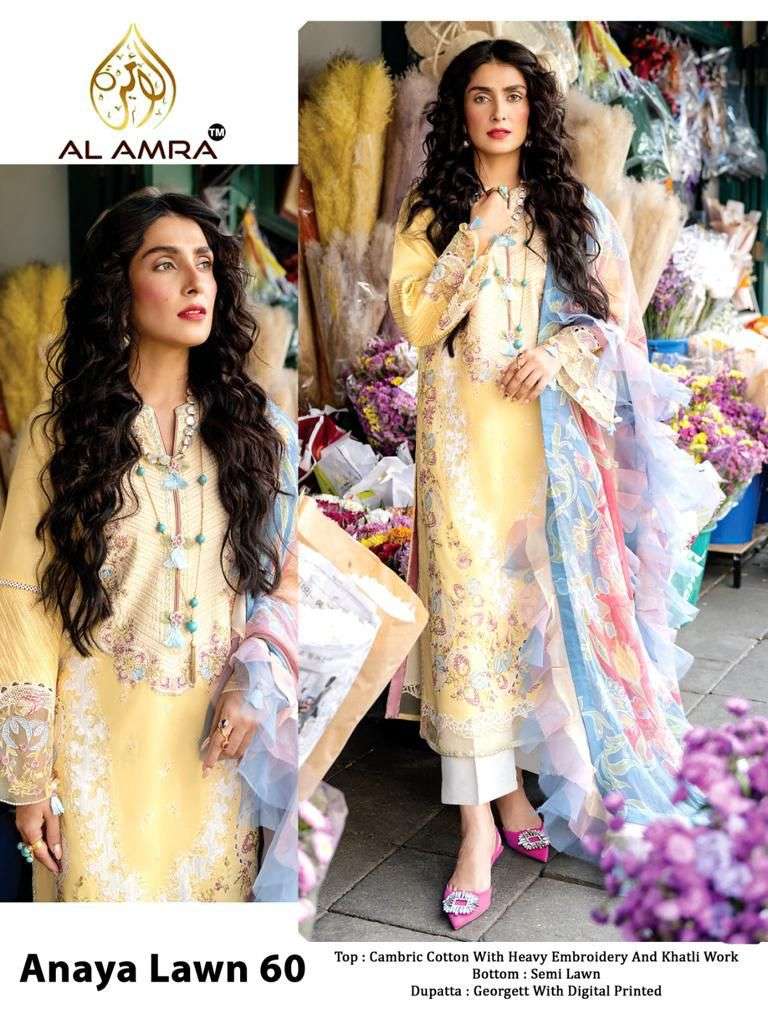 ANAYA LAWN 60 HIT DESIGN BY AL AMRA GEORGETTE EMBROIDERY PAKISTANI DRESS