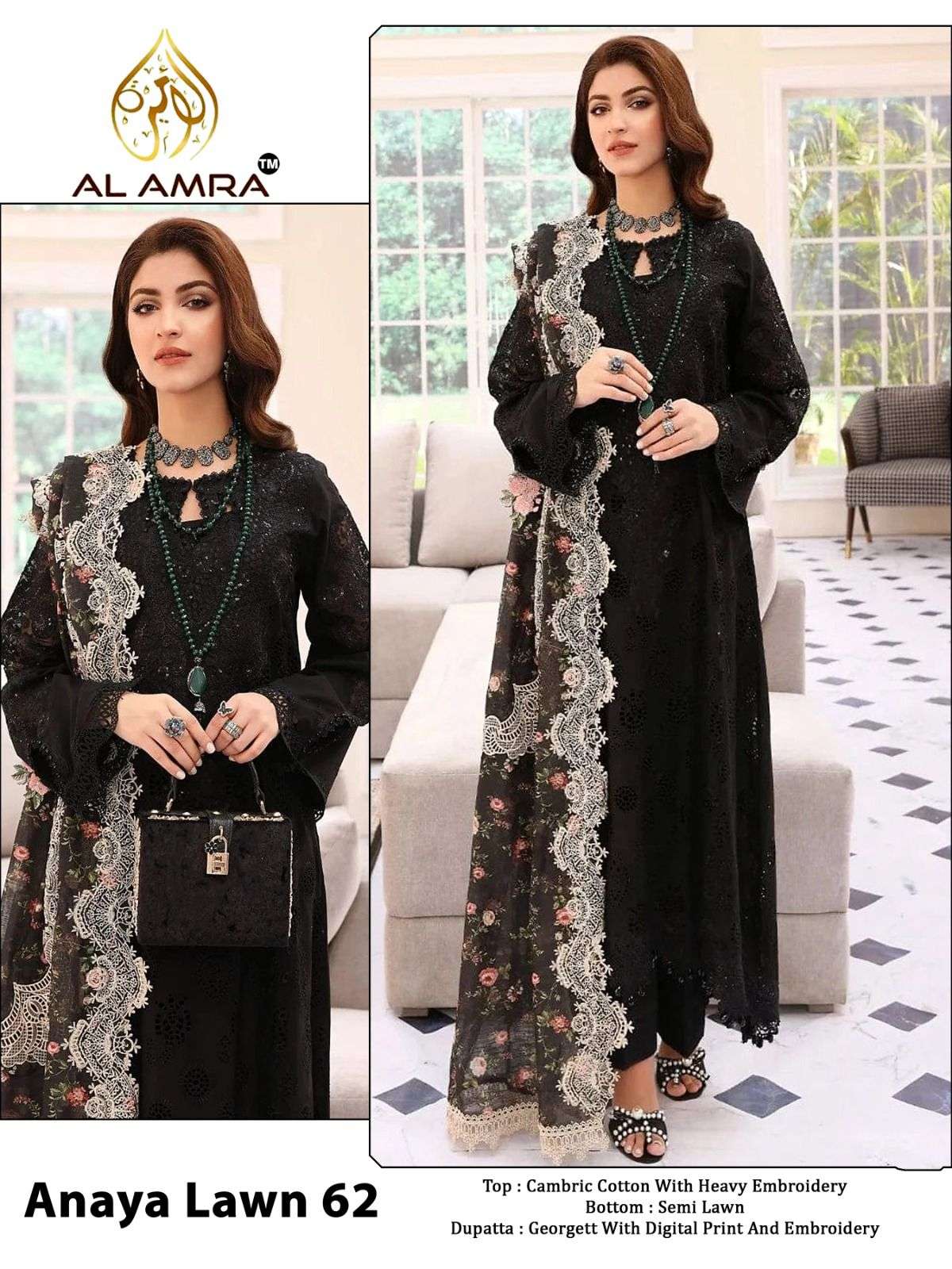 ANAYA LAWN 62 HIT DESIGN BY AL AMRA COTTON EMBROIDERY PAKISTANI DRESS