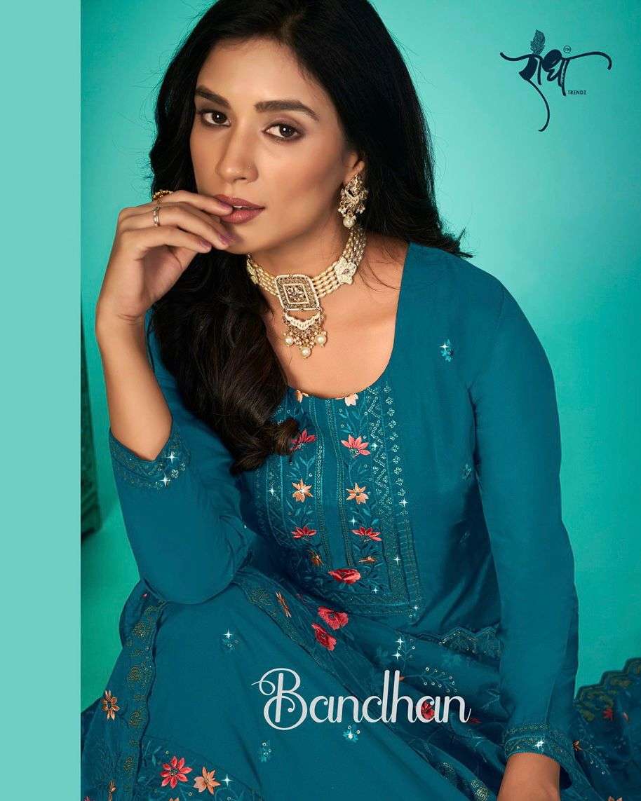 BANDHAN BY RADHA TRENDZ 1091 TO 1096 SERIES ORGANZA EMBROIDARY DRESSES