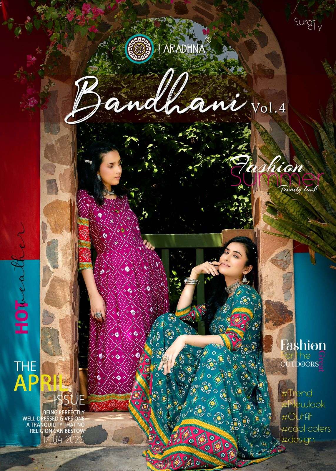 BANDHANI VOL-4 BY ARADHNA FASHION 4001 TO 4012 SERIES RAYON KURTIS