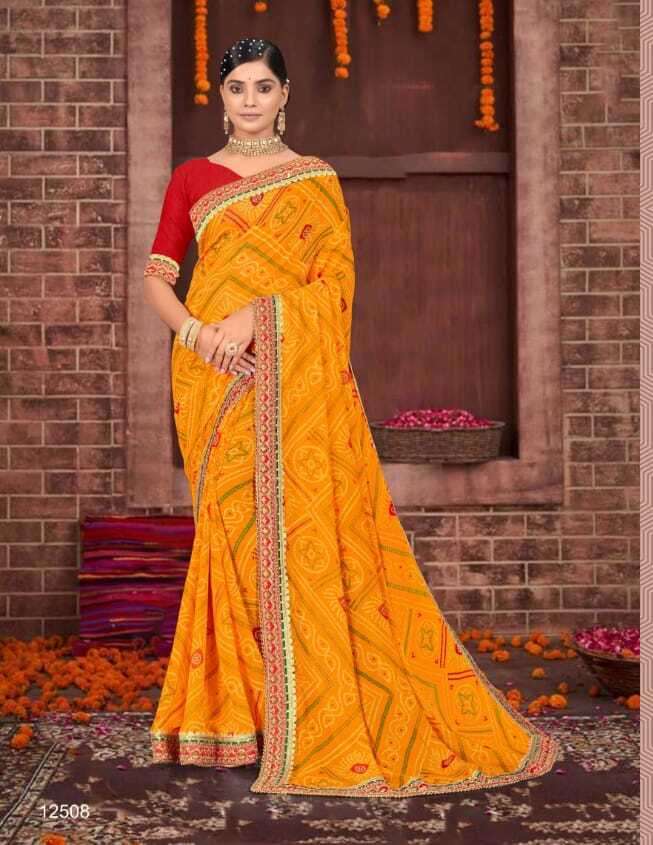 BANDHANI VOL-5 BY ASLIWHOLESALE 12501 TO 12508 SERIES FANCY GEORGETTE SAREES