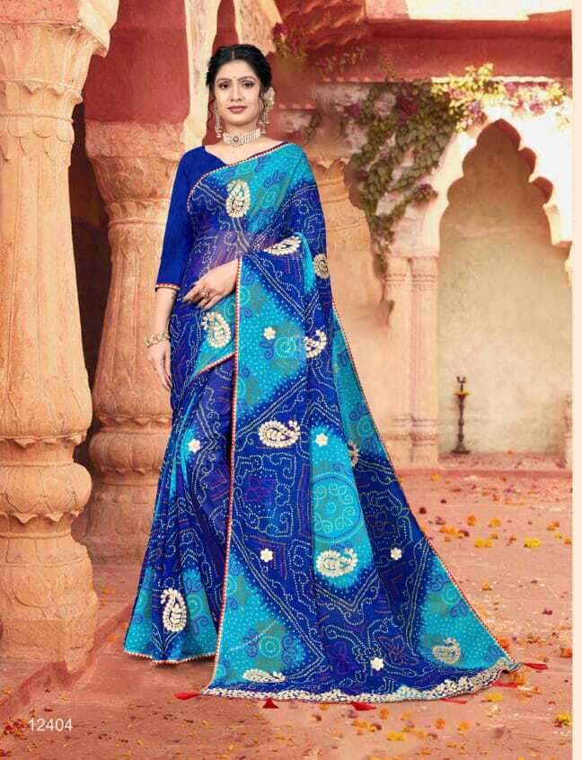 BANDHEJ VOL-11 BY ASLIWHOLESALE 12401 TO 12408 SERIES CHIFFON SAREES