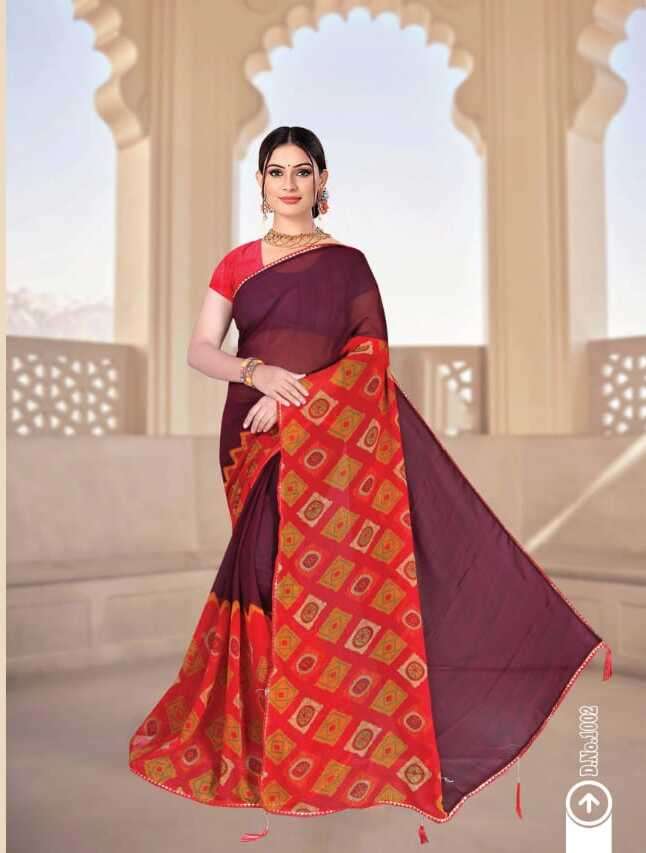 BANDHEJ VOL-7 BY ASLIWHOLESALE 1001 TO 1008 SERIES GEORGETTE SAREES