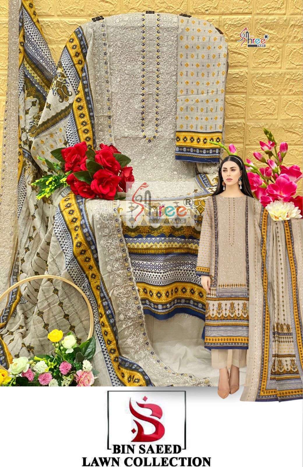 BIN SAEED LAWN COLLECTION VOL-02 2536 BY SHREE FABS LAWN PAKISTANI DRESSES