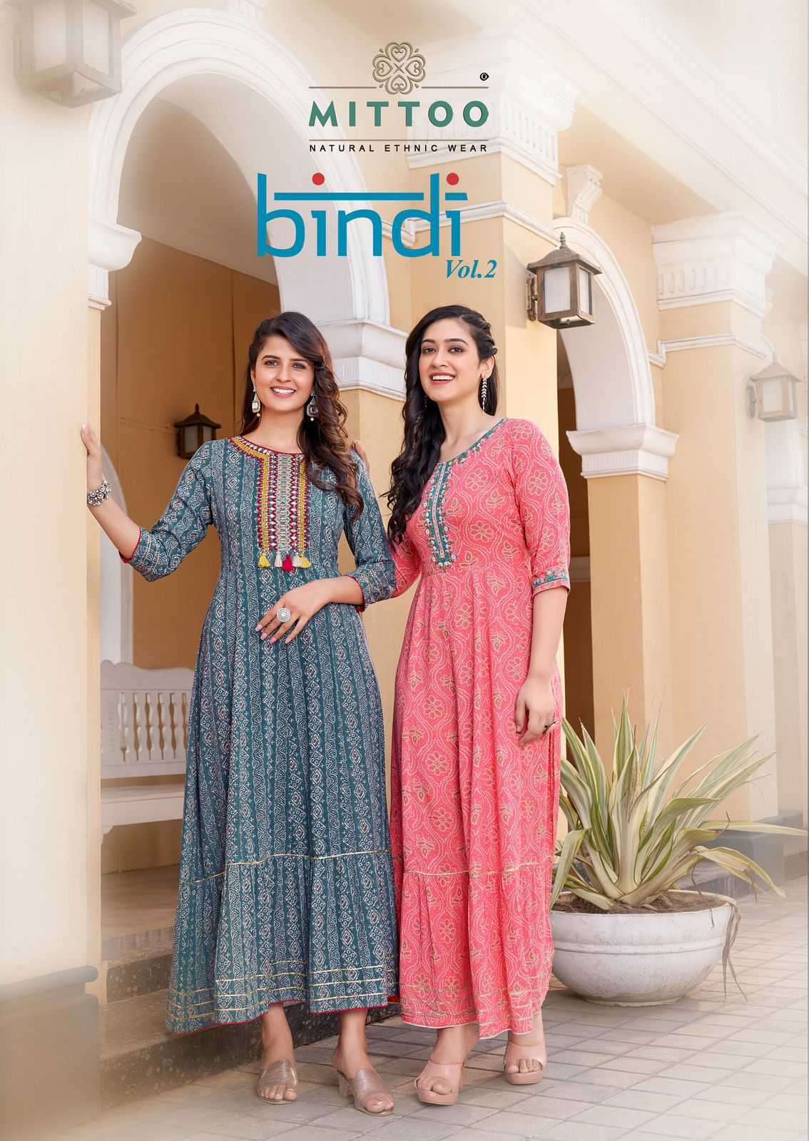 BINDI VOL-02 BY MITTOO 1057 TO 1061 SERIES FANCY RAYON  KURTIS