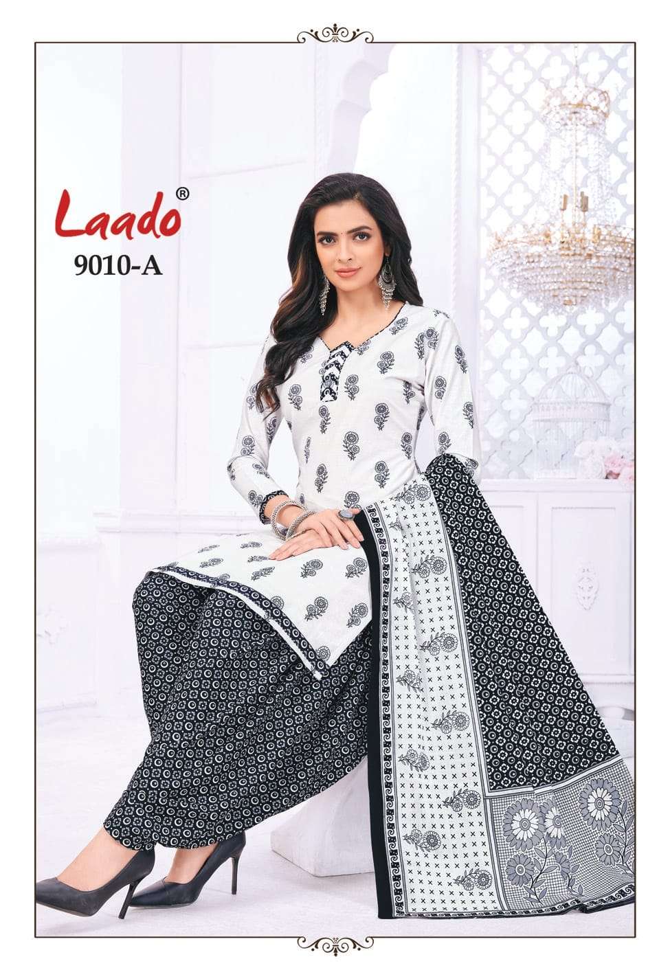 BLACK AND WHITE VOL-9 BY LAADO 9010-A TO 9010-H  SERIES COTON PRINT DRESSES