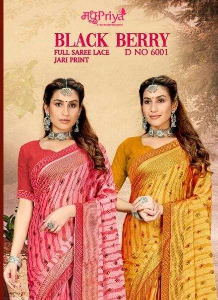 BLACK BERRY 6001 BY MADHUPRIYA DESIGNER FANCY CHIFFON SAREES