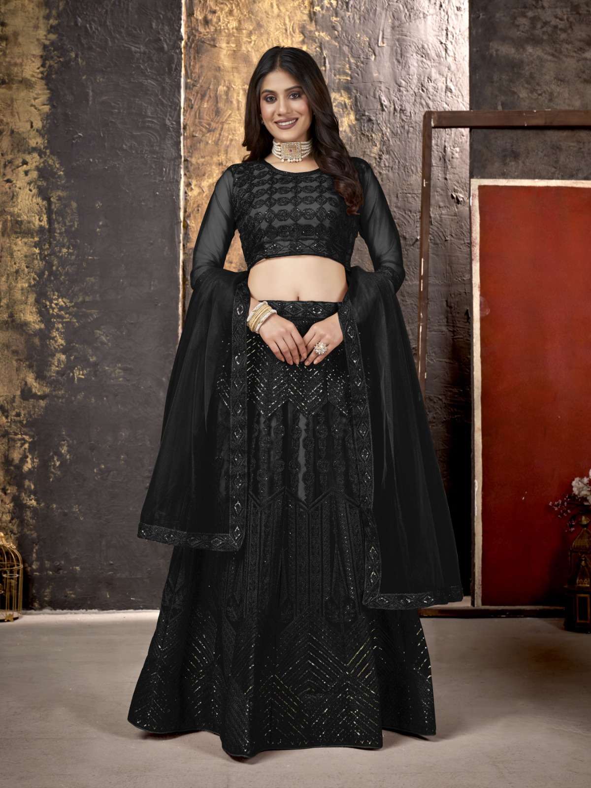 BOLLYWOOD LEHENGA BY ASLIWHOLESALE DESIGNE NET HEAVY LEHENGAS