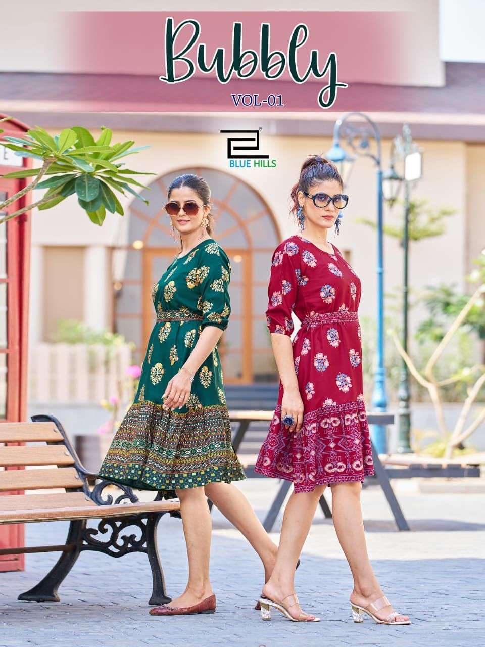 BUBBLY  VOL-01 BY BLUE HILLS 1001 TO 1008 SERIES  RAYON PRINT KURTIS 