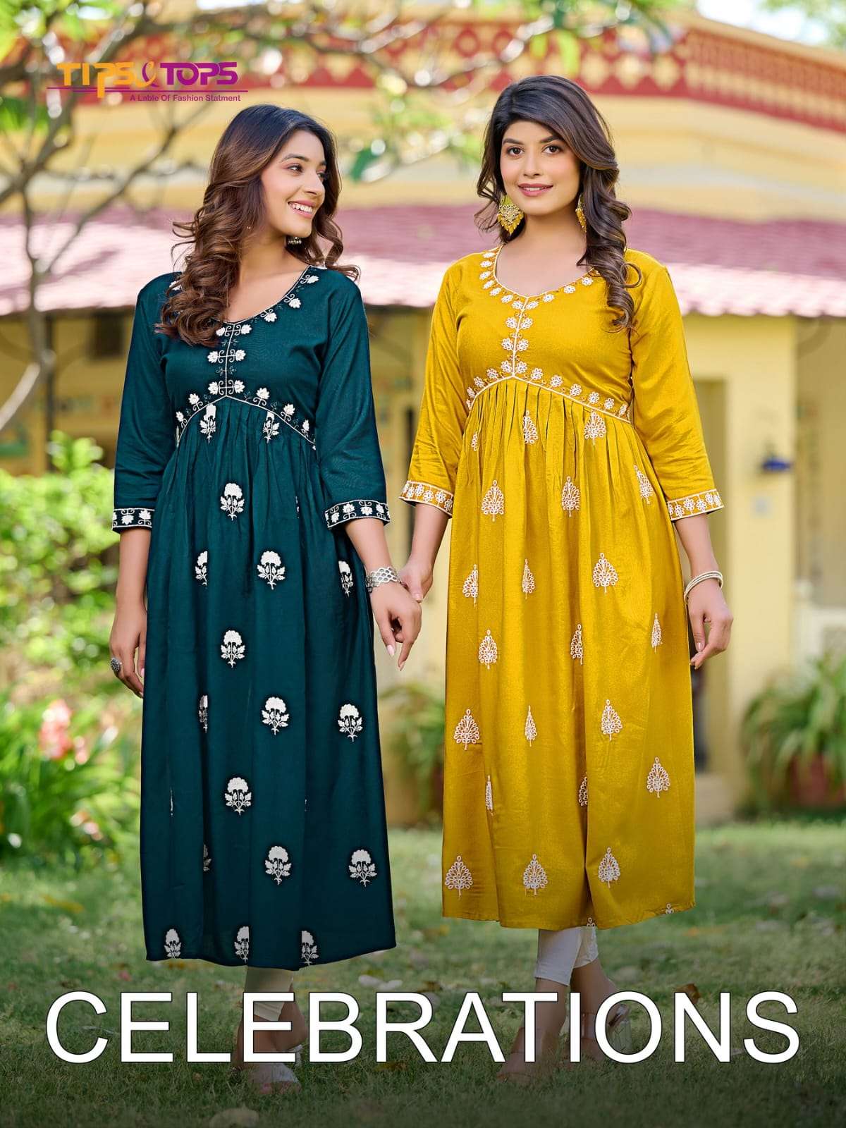 CELEBRATIONS BY TIPS & TOPS 101 TO 106 SERIES RAYON STITCHED KURTIS