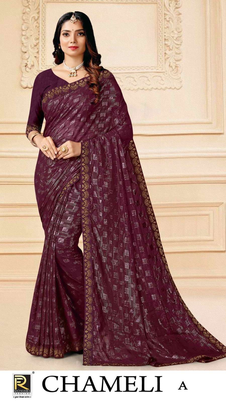 CHAMELI BY RONISHA FASHION DESIGNER FANCY FABRICS SELF PATTERN SAREES