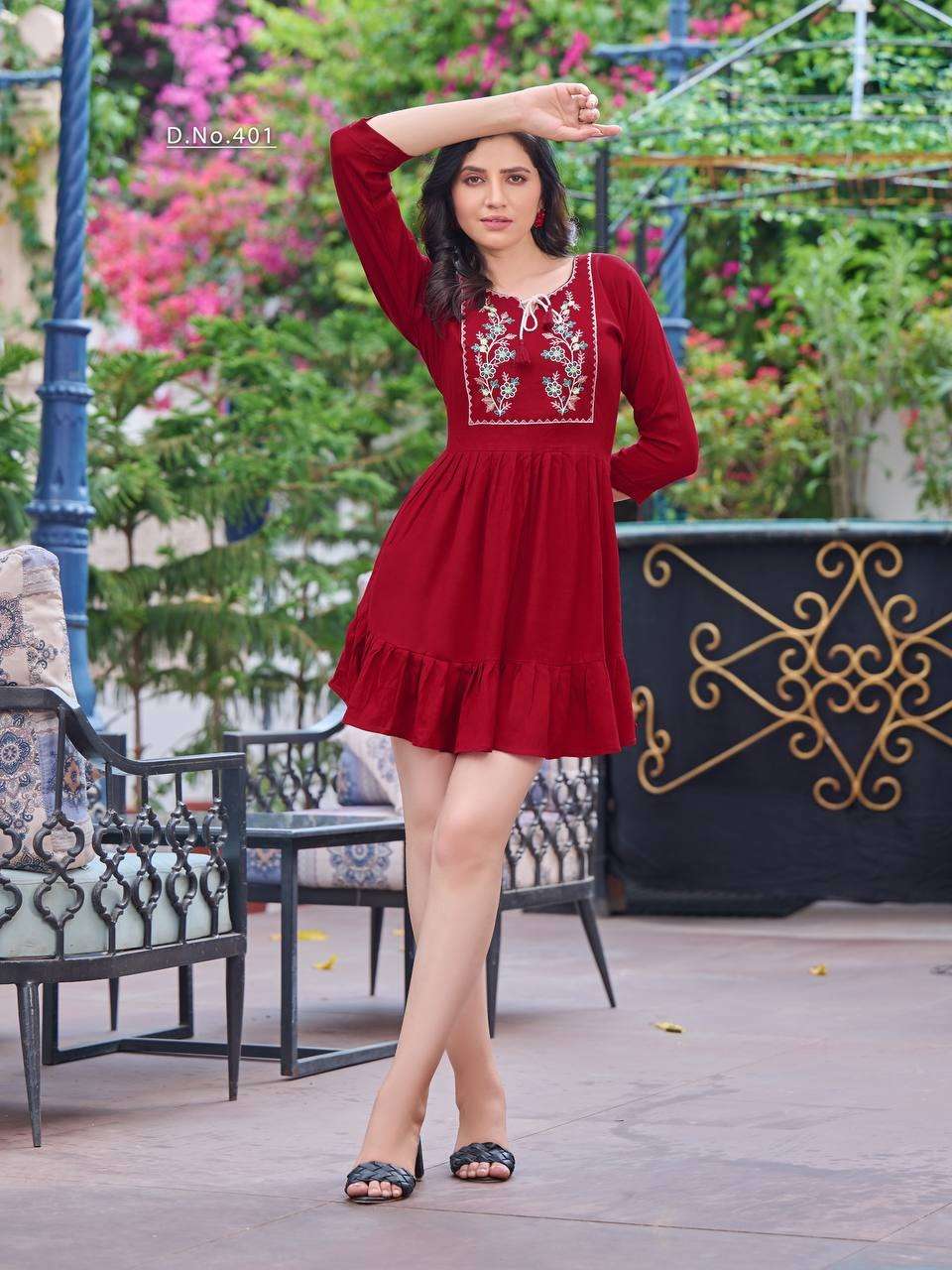 COCKTAIL BY ASLIWHOLESALE 401 TO 406 SERIES RAYON SLUB KURTIS