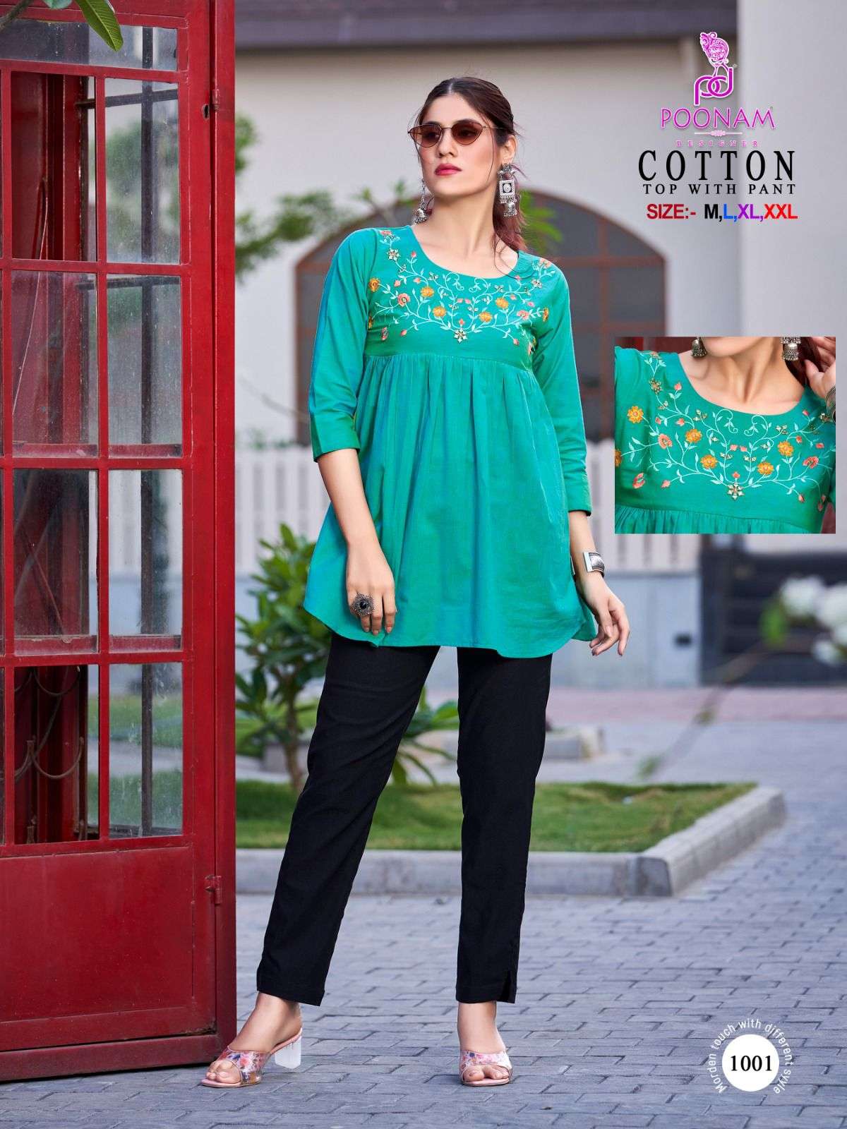 COTTON BY POONAM DESIGNER 1001 TO 1006 SERIES COTTON WORK KURTIS