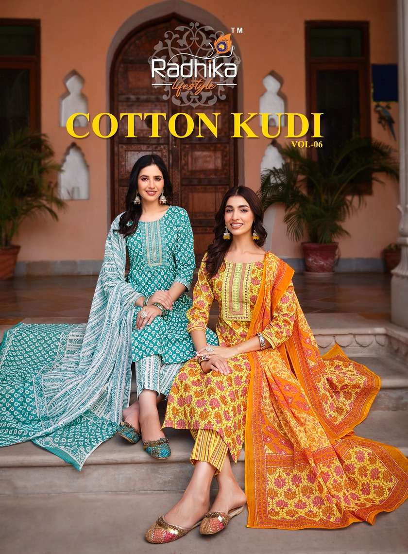 COTTON KUDI VOL-6 BY RADHIKA LIFESTYLE 6001 TO 6008 SERIES COTTON  DRESSES