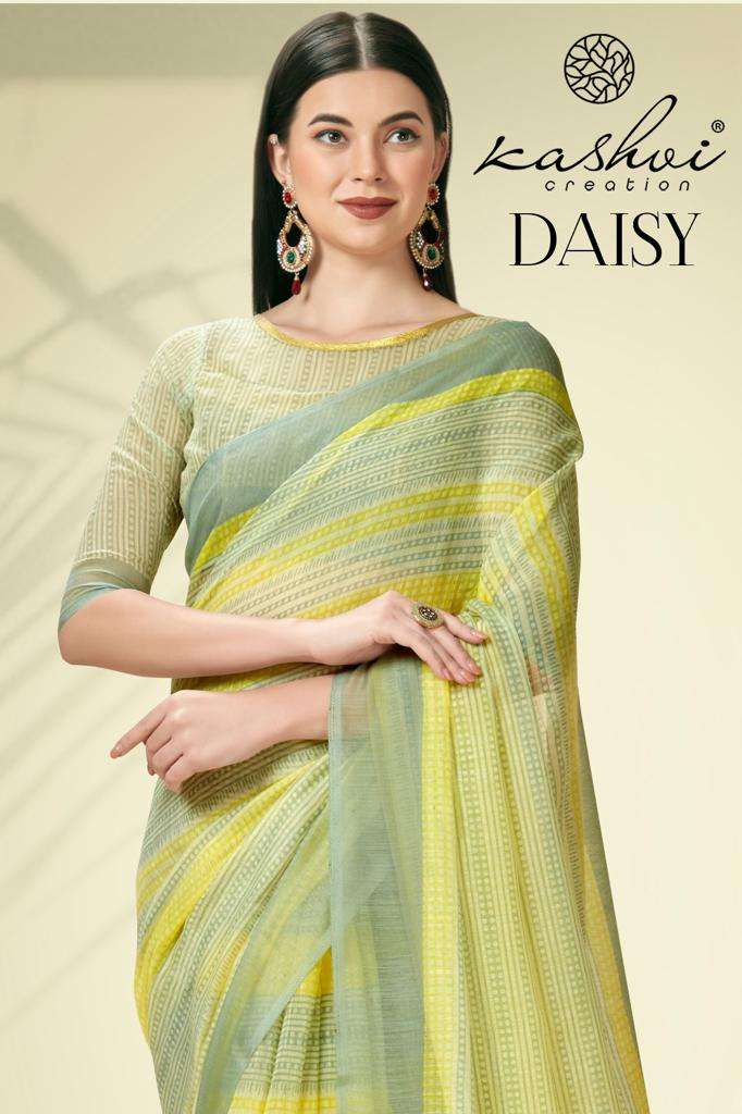 DAISY BY KASHVI CREATION 78001 TO 78008 SERIES LINEN SILK PRINT SAREES