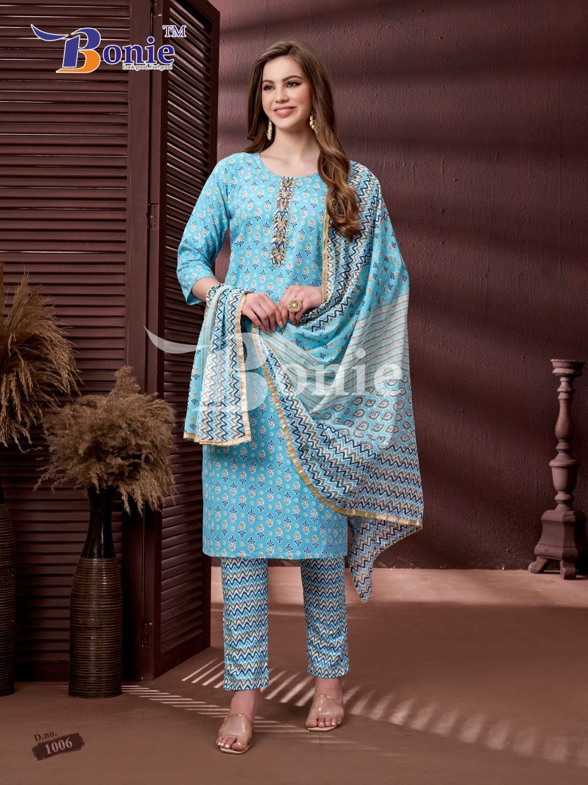 DESI KUDI BY BONIE 1001 TO 1006 SERIES RAYON PRINTED STITCHED DRESSES