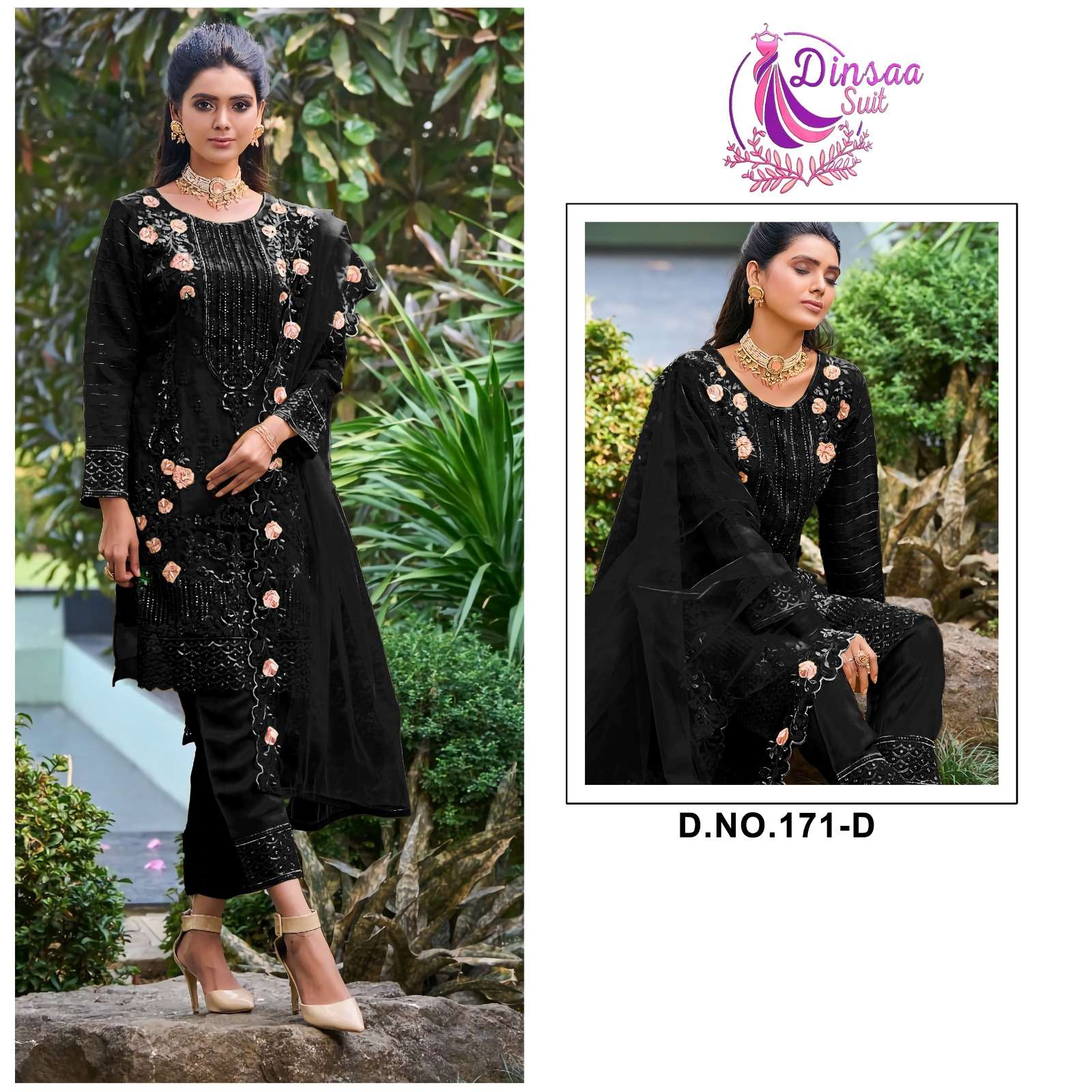 DS-171-D HIT DESIGN BY DINSAA SUIT HEAVY ORGANZA PAKISTANI DRESS