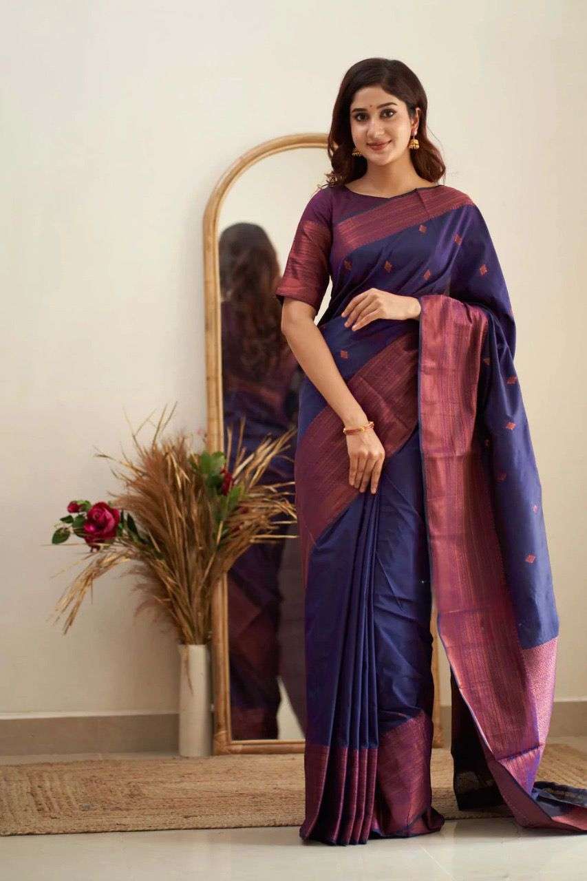 EKTARA BY ASLIWHOLESALE DESIGNER SOFT COPPER  ZARI SILK SAREES