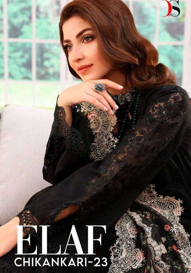 ELAF  CHIKANKARI 23 BY DEEPSY SUITS 3141 TO 3146 SERIES COTTON DRESSES