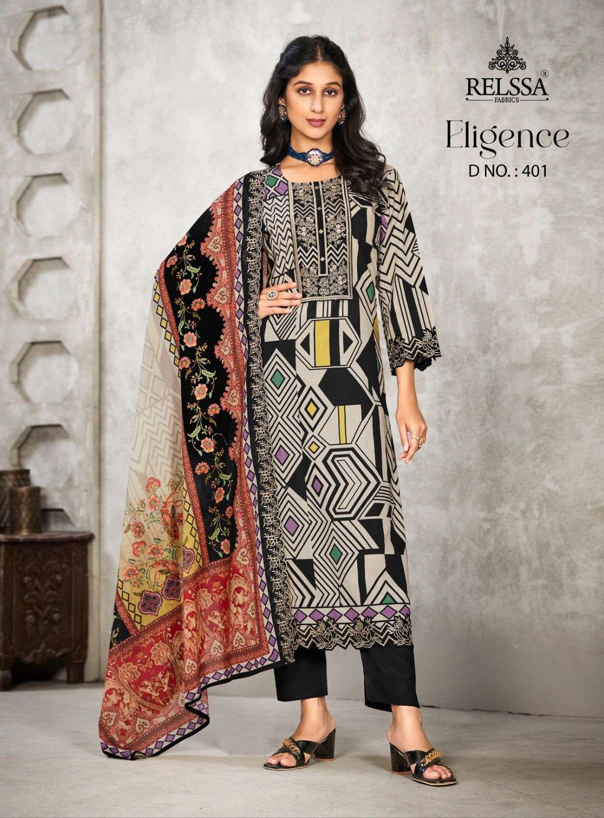 ELIGENCE BY RELSSA 401 TO 404 SERIES COTTON PRINT WORK DRESSES