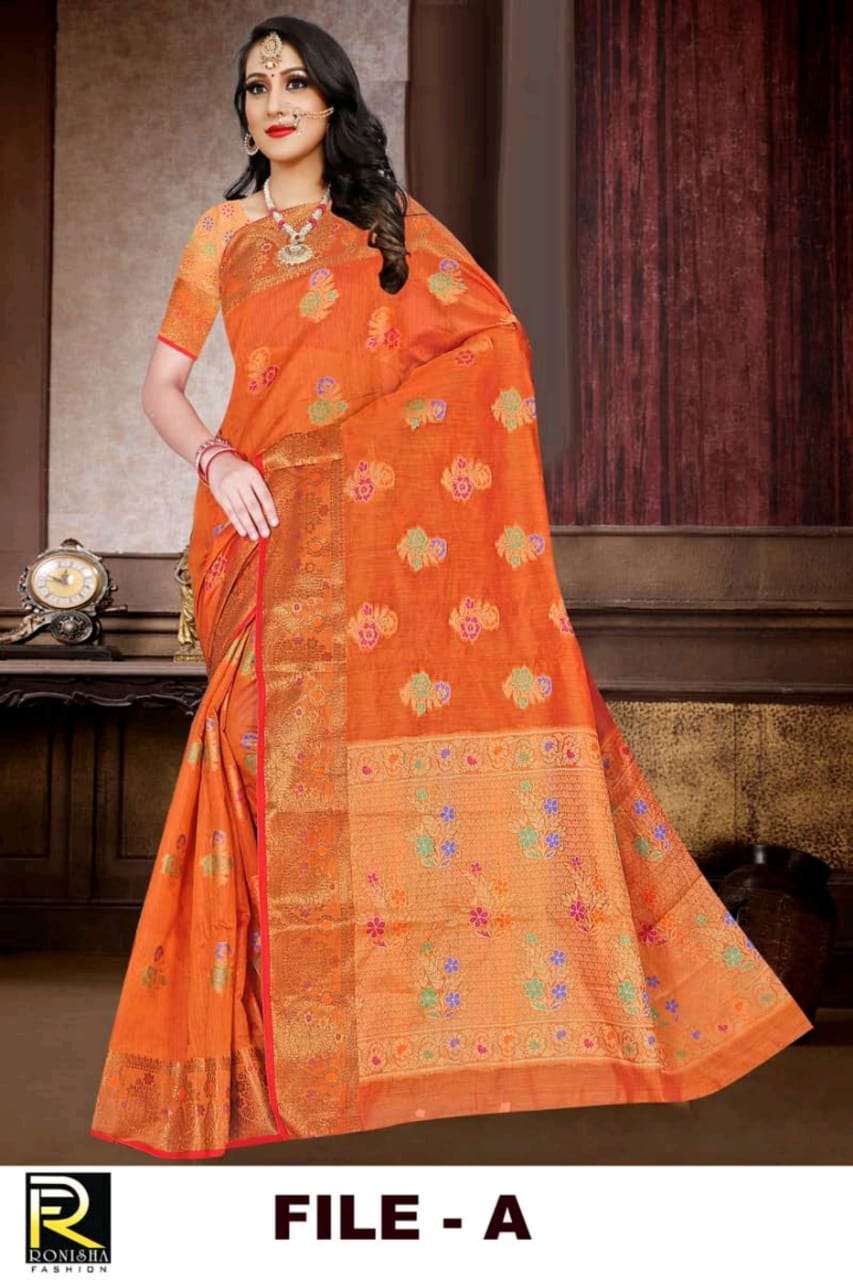 FILE BY RONISHA FASHION DESIGNER FANCY COTTON WORK SAREES