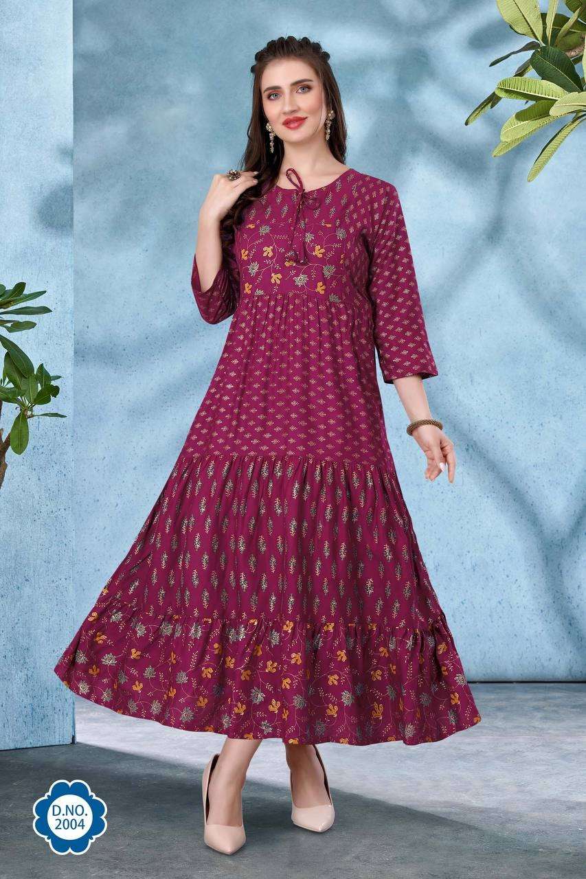 FLAIR BY ASLIWHOLESALE DESIGNER RAYON EMBROIDERY KURTIS