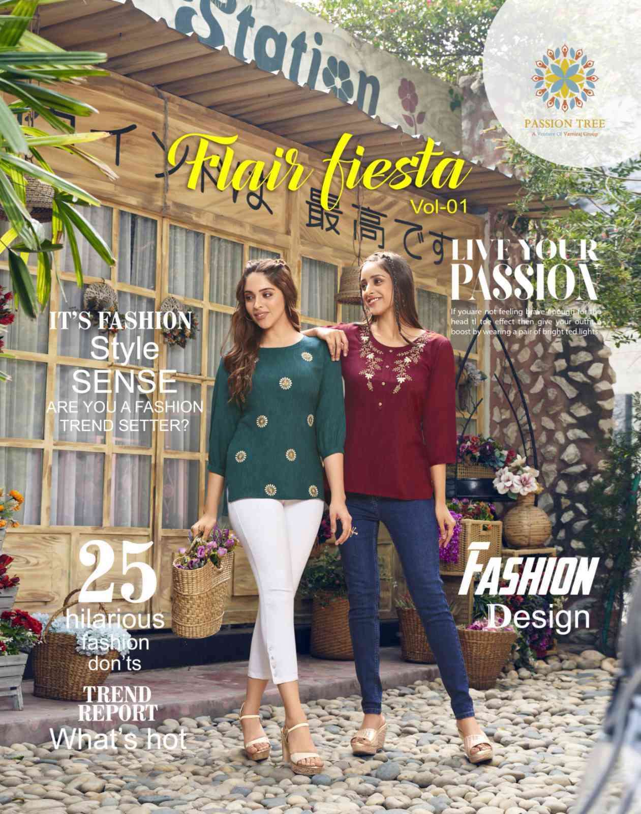 FLAIR FIESTA VOL-1 BY PASSION TREE 6001 TO 6010 SERIES RAYON TOPS