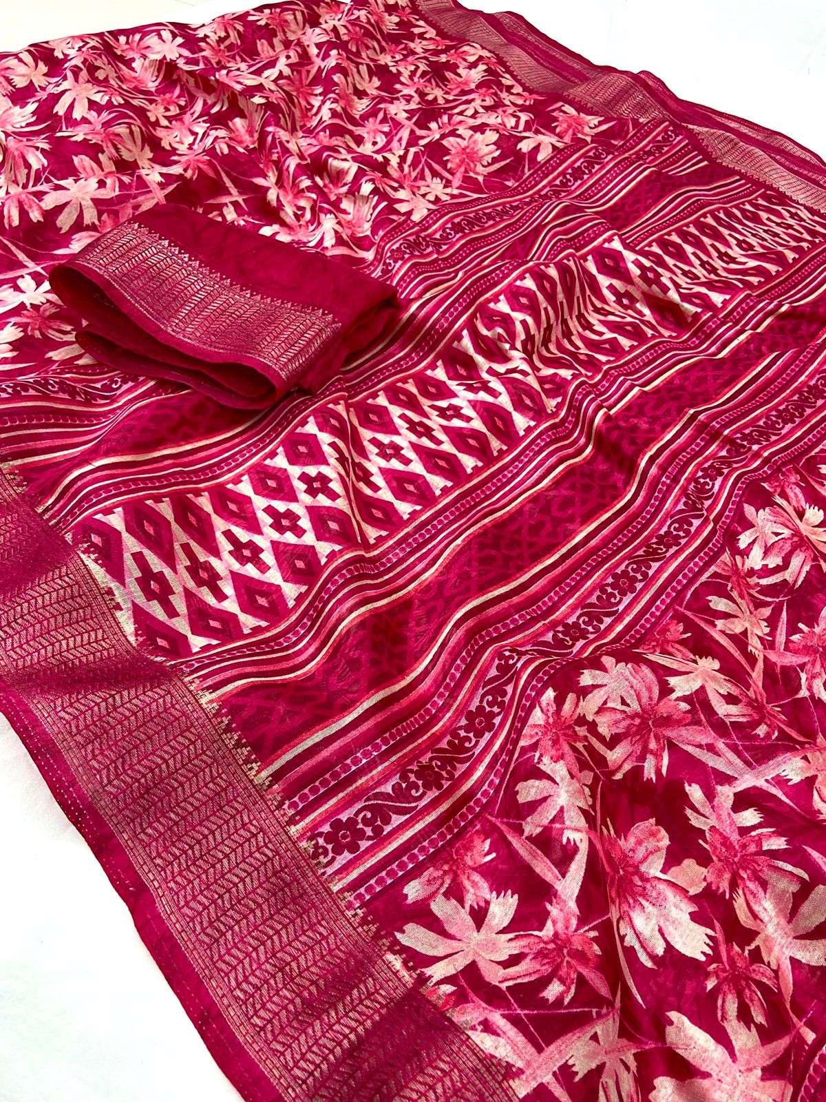 FLOWERS BY ASLIWHOLESALE SOFT COTTON SILK DESIGNER SAREE