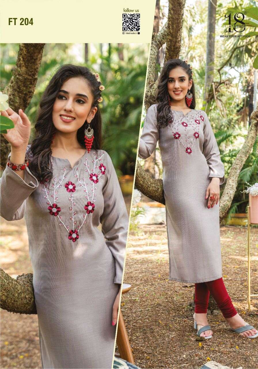 FOREVER KURTIS VOL-2 BY 18 ATTITUDE FK-201 TO FK-207 SERIES PREMIUM BSY BASED KURTIS