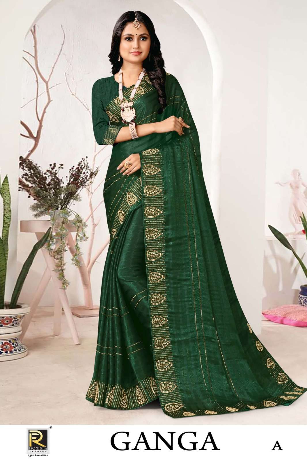 GANGA BY RONISHA FASHION DESIGNER FANCY SIROSKI WORK SAREES