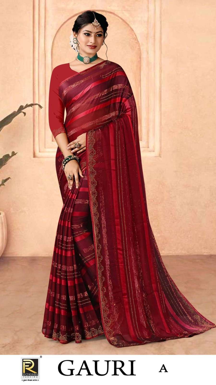 GAURI BY RONISHA FASHION DESIGNER FANCY FABRICS SELF PATTERN SAREES