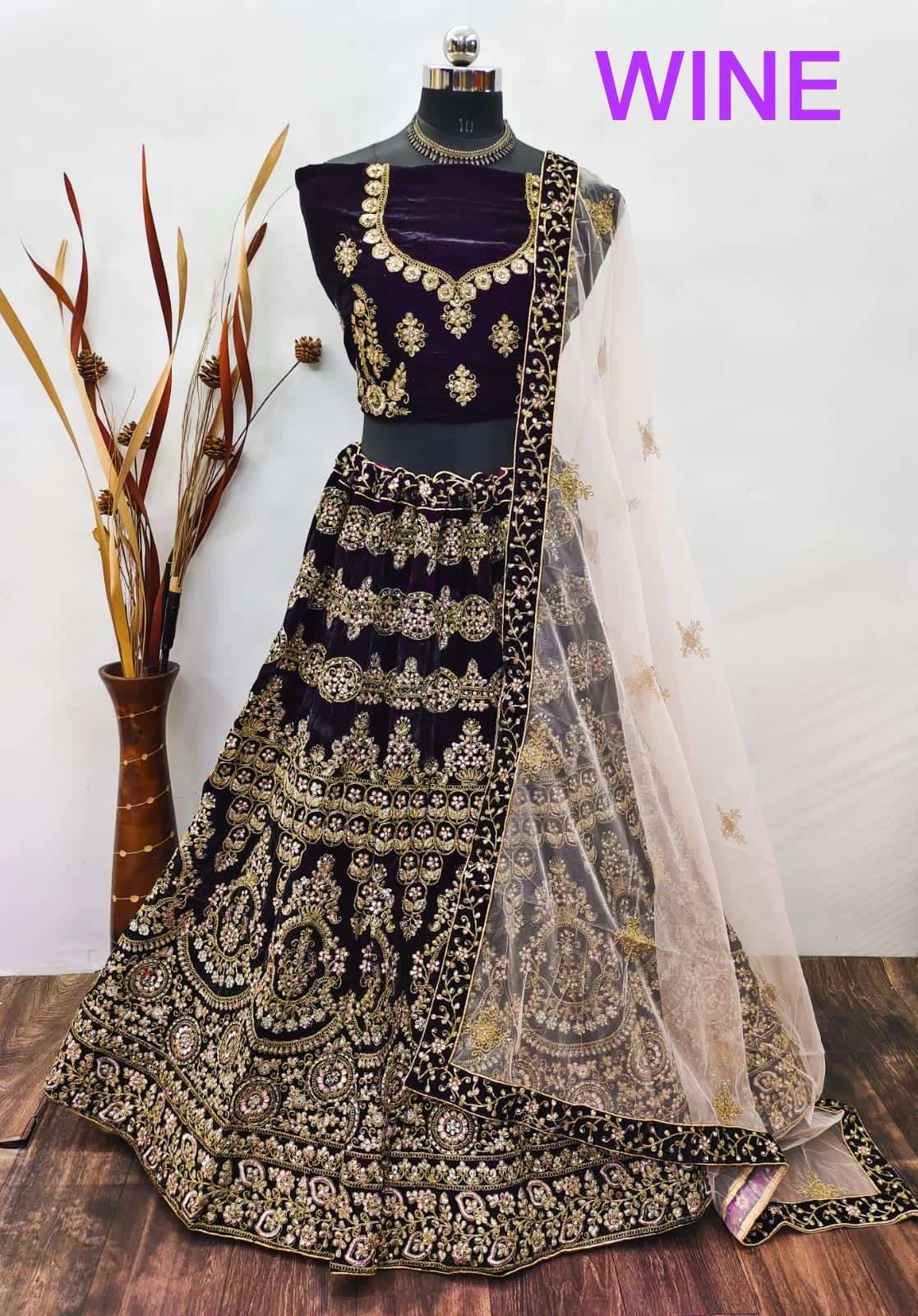 GP AASHI VOL-4 BY ASLIWHOLESALE BRIDAL HEAVY VELVET LEHENGAS