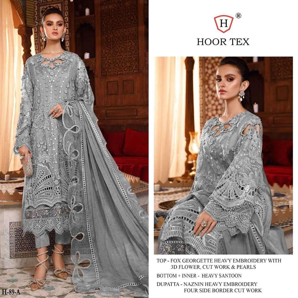 H-89 COLOURS BY HOOR TEX 89-A TO 89-F FAUX GEORGETTE WORK DRESSES