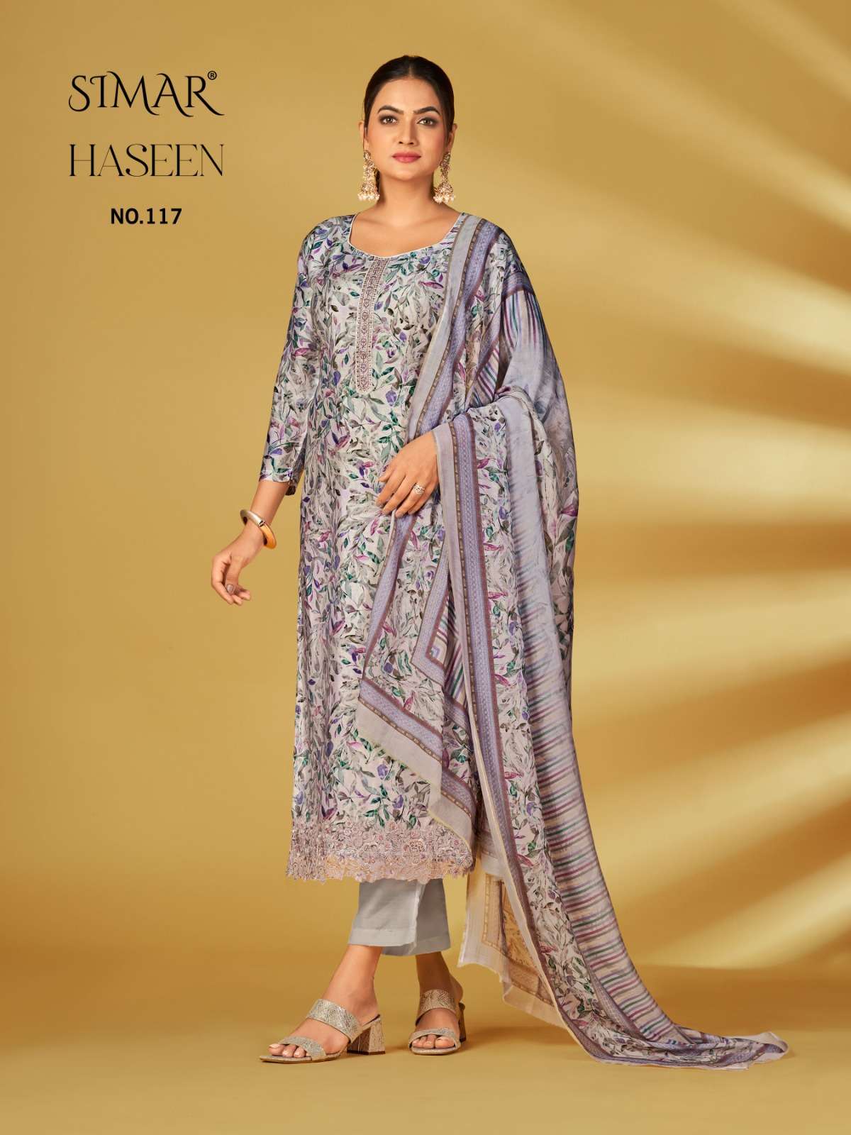 HASEEN BY SIMAR 117 TO 121 SERIES VISCOSE MUSLIN WORK DRESSES